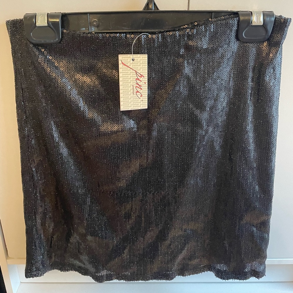 Black sequin mini skirt